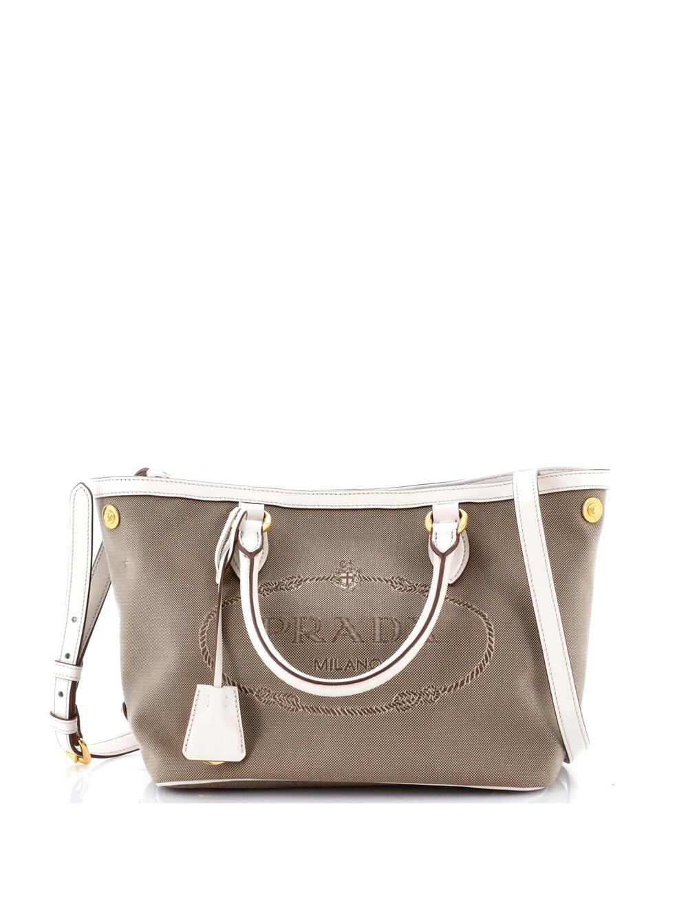 Prada Logo Convertible Zip Tote Canvas #374638P11B